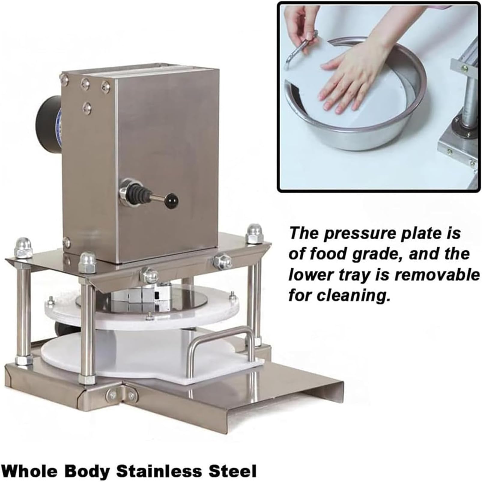 Pressa per Impasto da Pizza Elettrica Commerciale – Laminatrice per Impasto in Acciaio Inox da 8,6 Pollici, Capacità di 400 Pezzi/ora per Preparazione di Pizza, Pane Piatto e Pasticceria