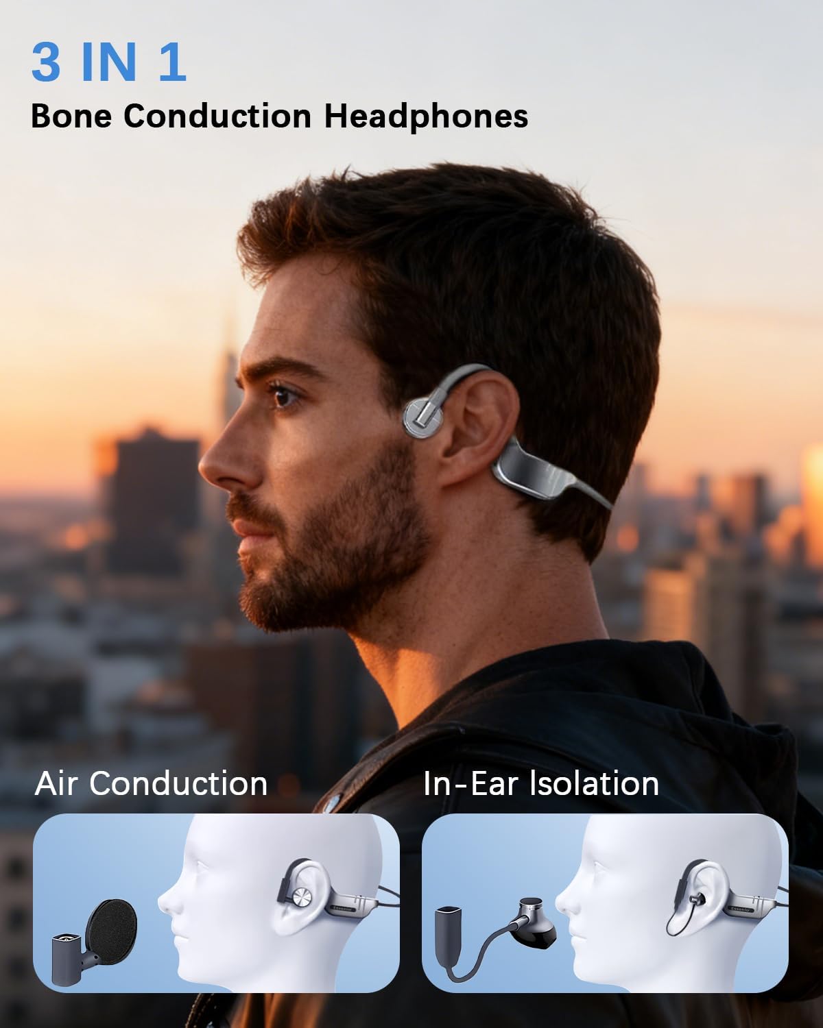 Bone Conduction Headphones Wireless Open Ear Swimming Headphones, 35g Light Comfort IPX8 Waterproof Premium Sound Dual Bluetooth 5.3 Chips 10H Play Clear Call Built-in MP3 Player 32G Memory for Sports