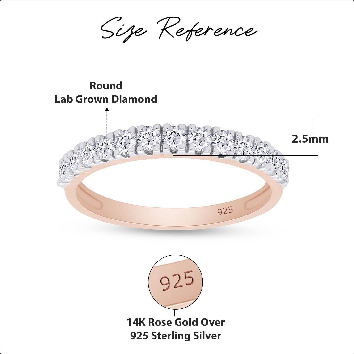 SAVEARTH DIAMONDS Half Eternity Wedding Band Ring for Women, 0.40 cttw 2.5MM Width Round Moissanite or Lab Grown Diamond Ring In 14k Gold Over Sterling Silver