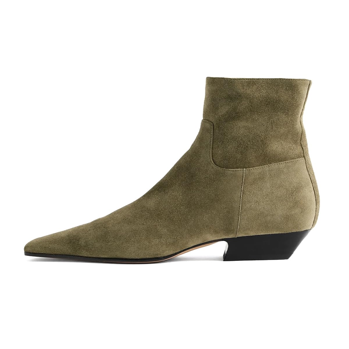 Maiyang Women Square Toe Low Chunky Heel Ankle Booties Fashion Side Zipper Flat Short Boot Daily Office Party