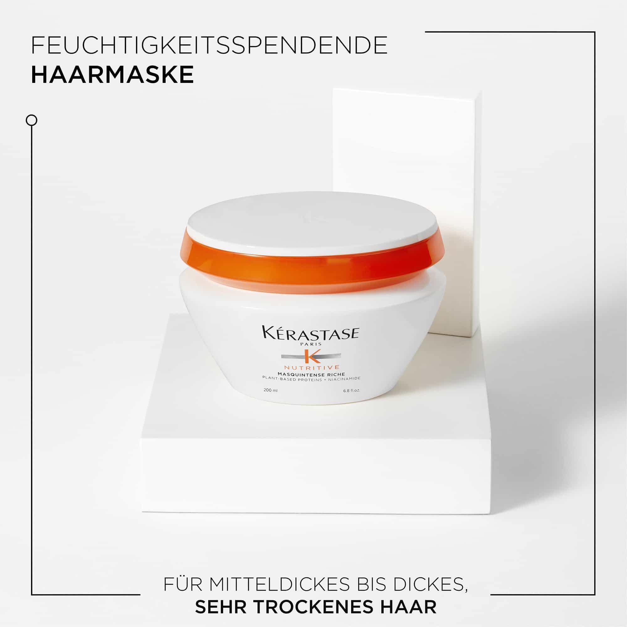 Kérastase Pflegeset mit Nutritive Bain Satin Riche High Nutrition Rich Shampoo, Nutritive Masquintense Deep Nutrition Soft Mask und Elixir Ultime Huile Originale Haaröl in Reisegröße (15 ml) gratis