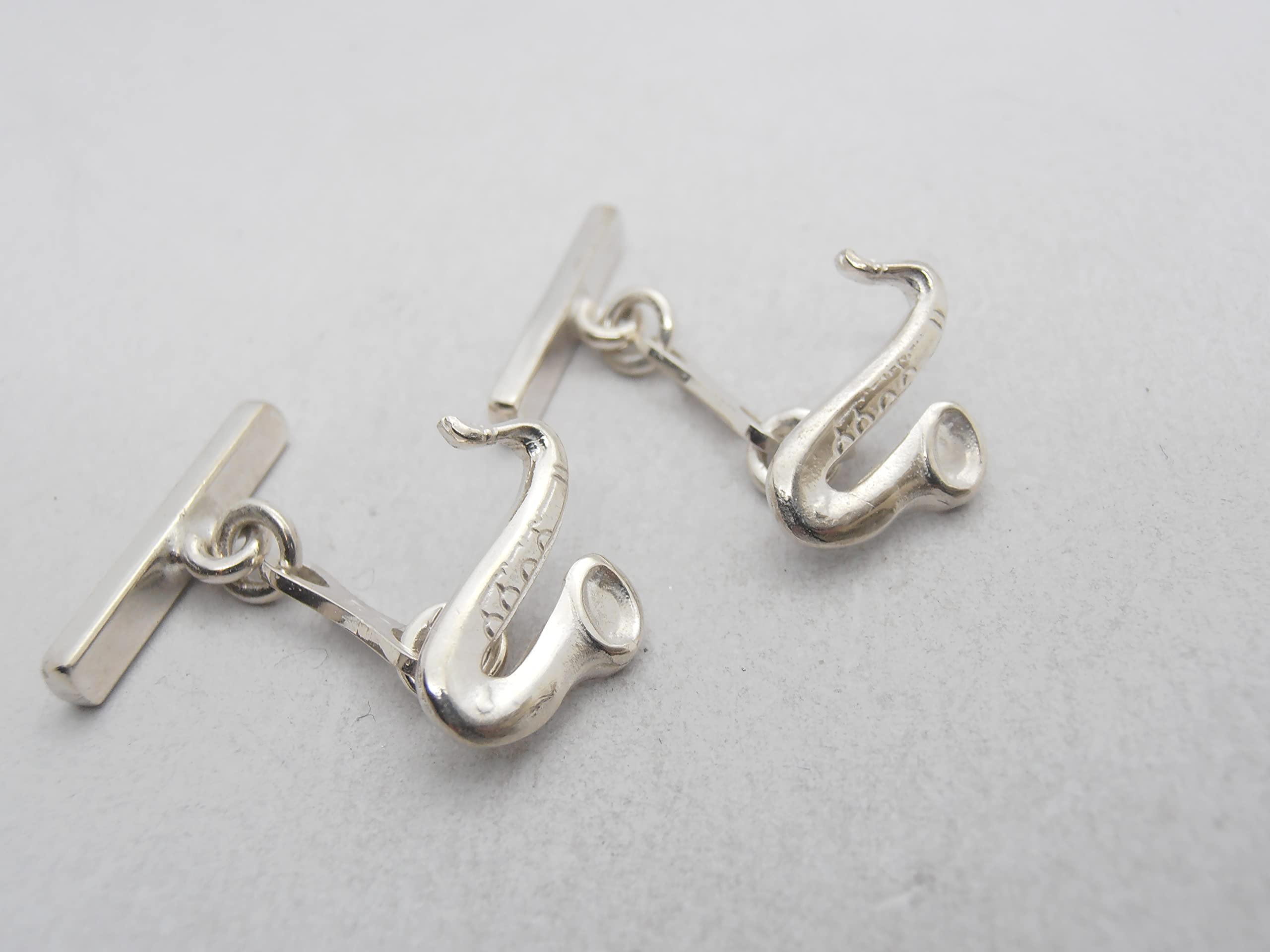 Sassofono : Gemelli in Argento 925 - Polsino Camicia - Sax - Musica - Musicista - Strumento Musicale
