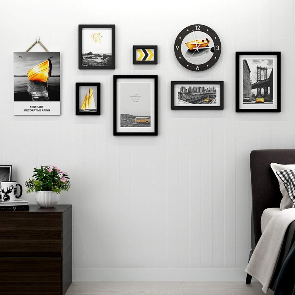 Cadre de photo ensemble de 6 pièces haut de gamme avec horloge murale design