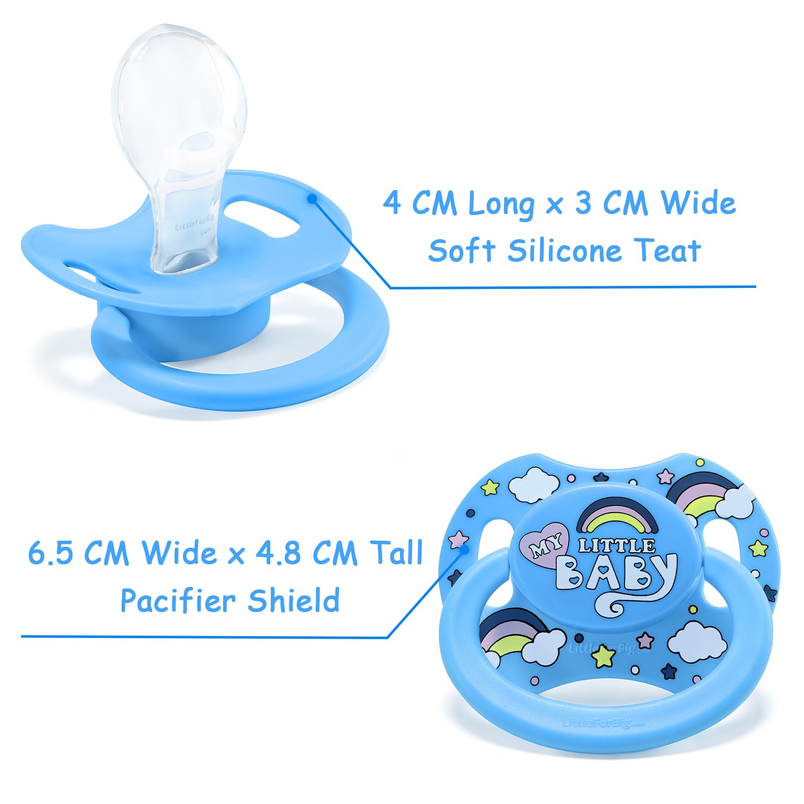 LittleForBig Bigshield Generation-II Adult Sized Printed Pacifier My Little Baby Pattern Blue - Image 4