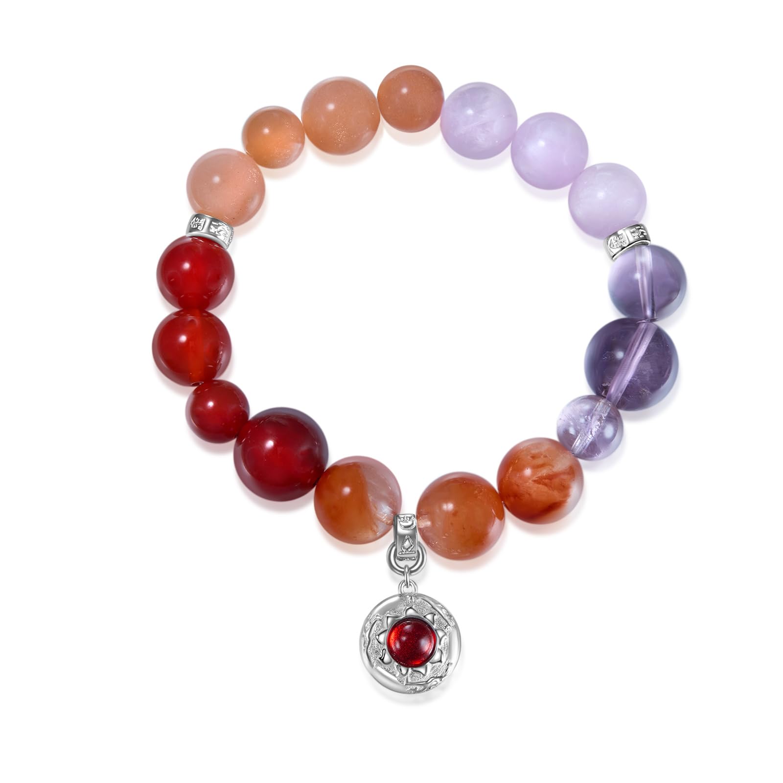 Five Elements Solid 925 Sterling Silver 18K Gold/White Gold Vermeil Crystal Gemstone Beads Bracelet gift for women