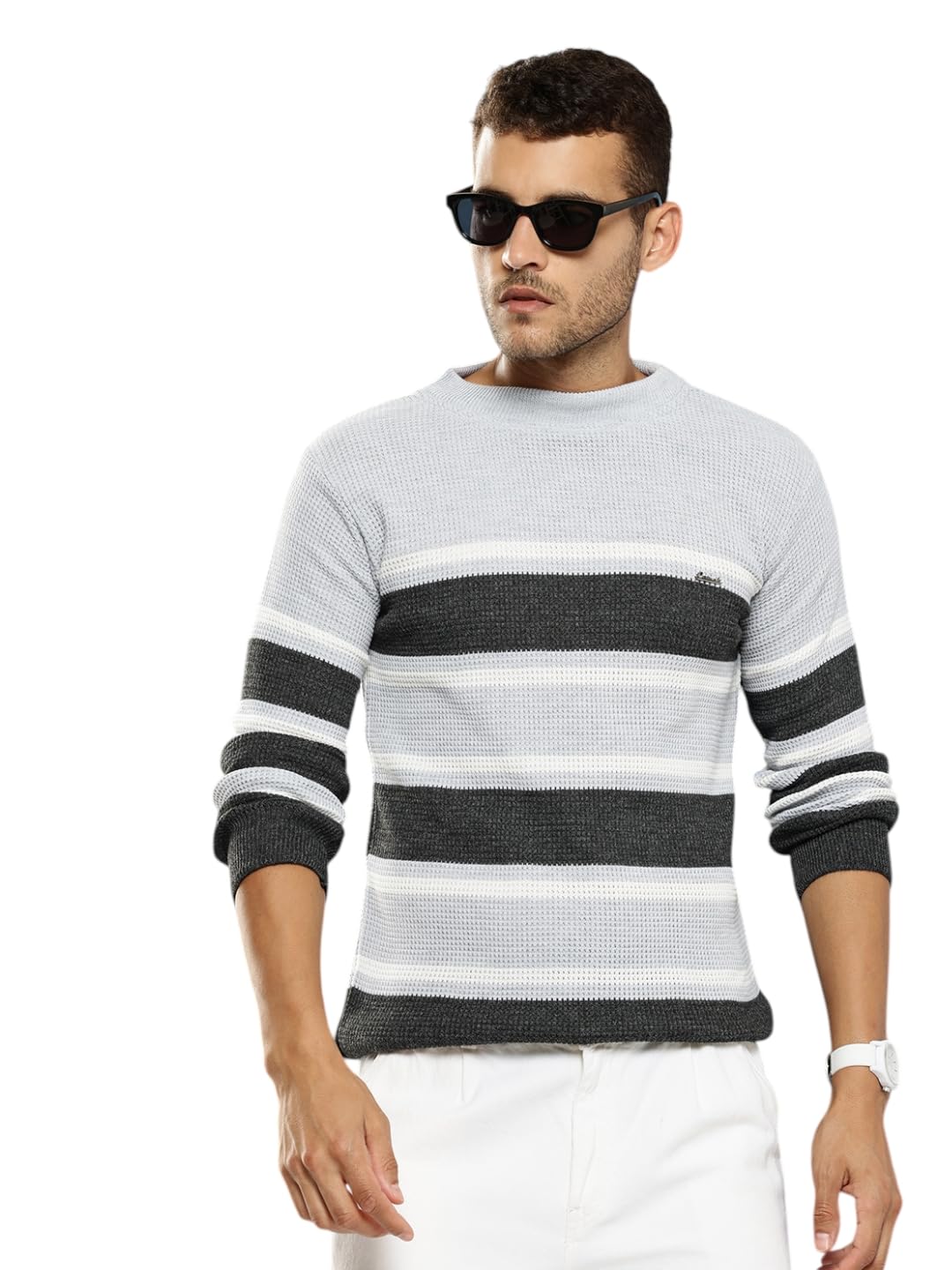 aarika Mens Winter Wear Cream Colour Solid Woolen Sweater-picture-36
