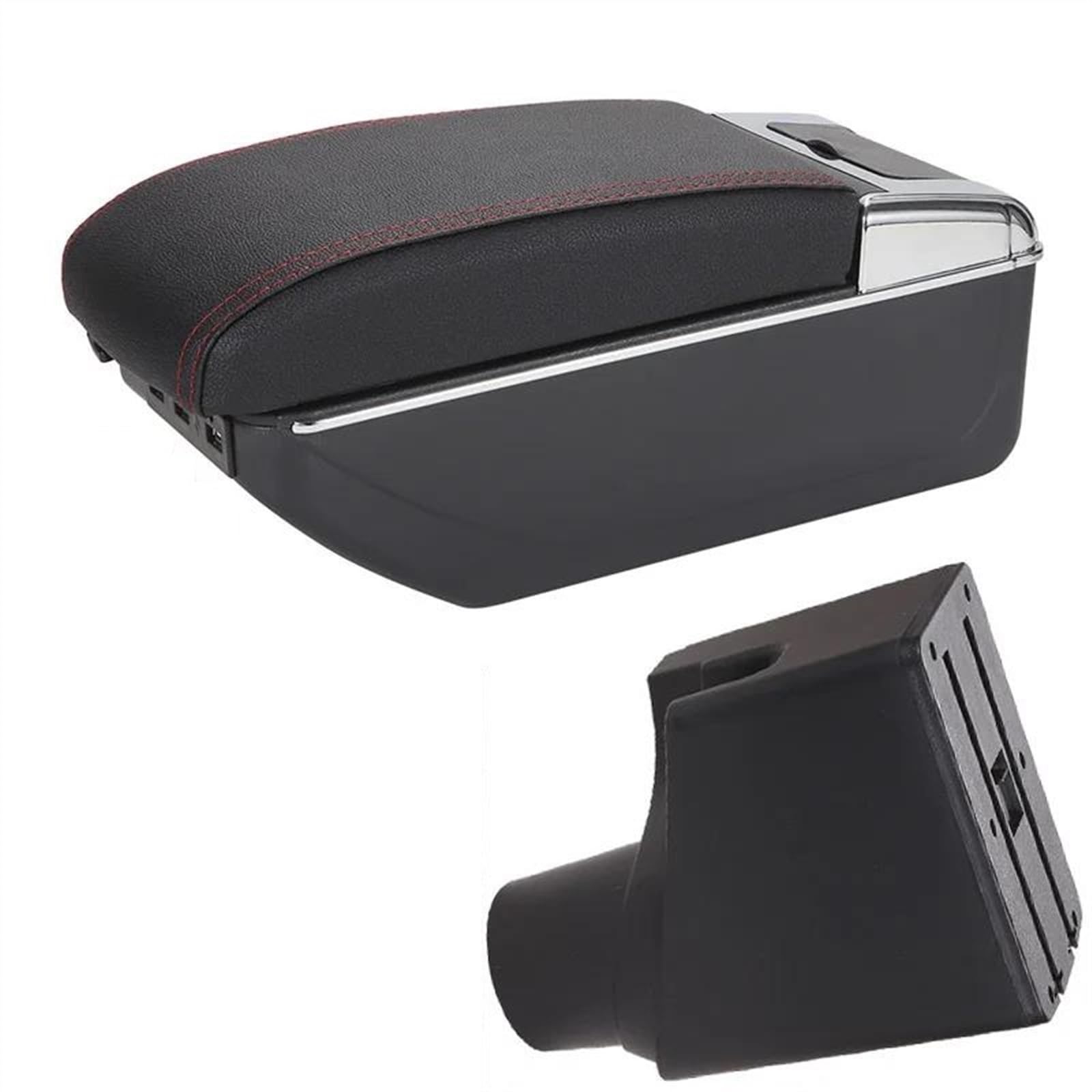 NOHEEU Car Armrest Box Center Storage Interior Details Retrofit Parts For Yaris For Hybrid 2015-2023(A1 Black red 7USB)