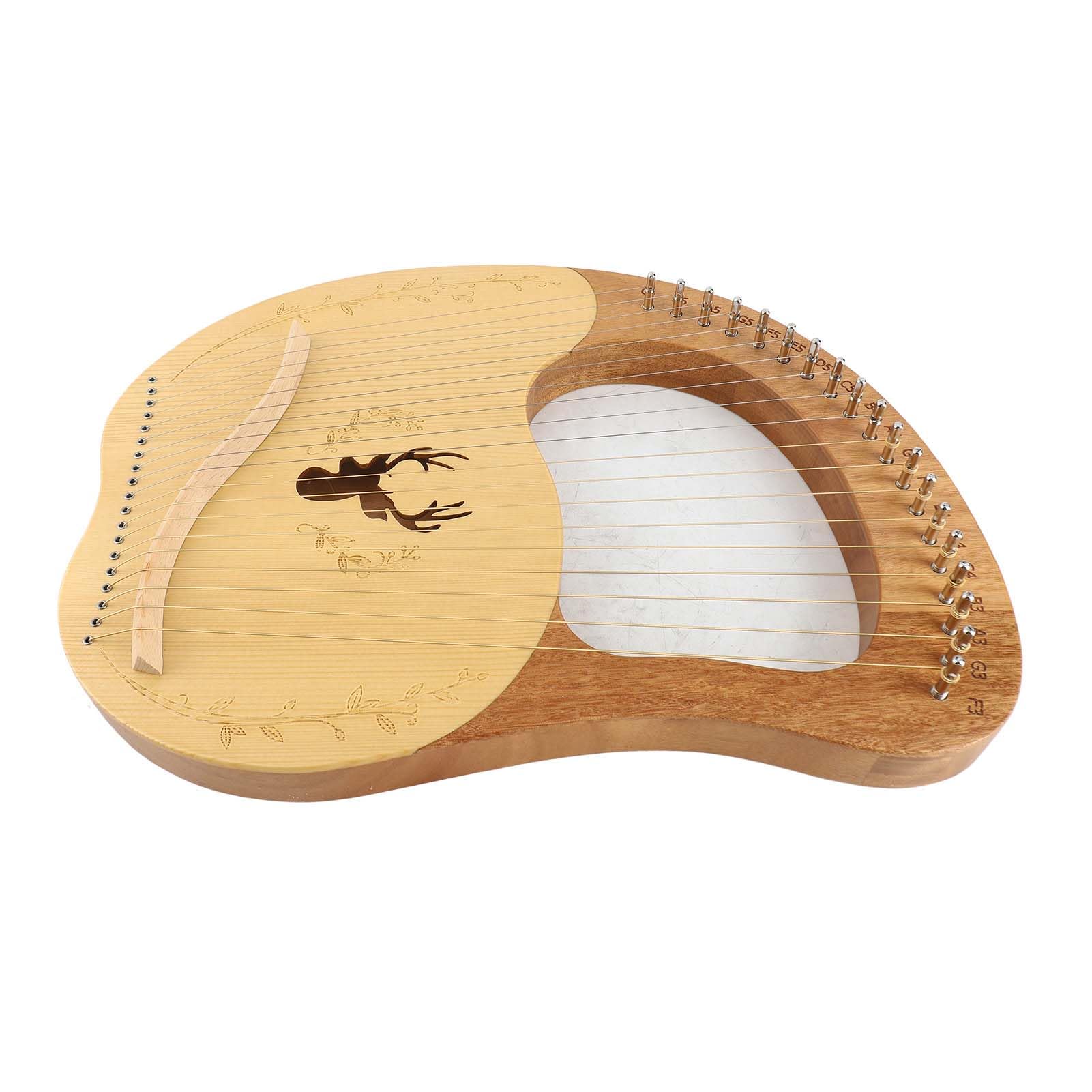 Arpa de Lira de 19 cuerdas instrumento de cuerda de caja de resonancia de madera portátil con llave para afinar y púas para niños adultos principiantes (Naturelle)