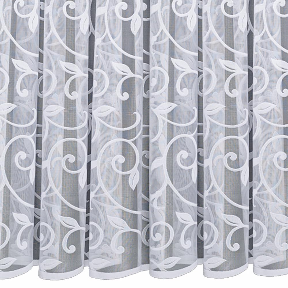 Silverthorn SOFT FURNISHINGS Connor – A Modern Swirl Effect Combined with Leaves Net Curtain – Sold by the Metre. (183cm Drop / 72 inch Drop)