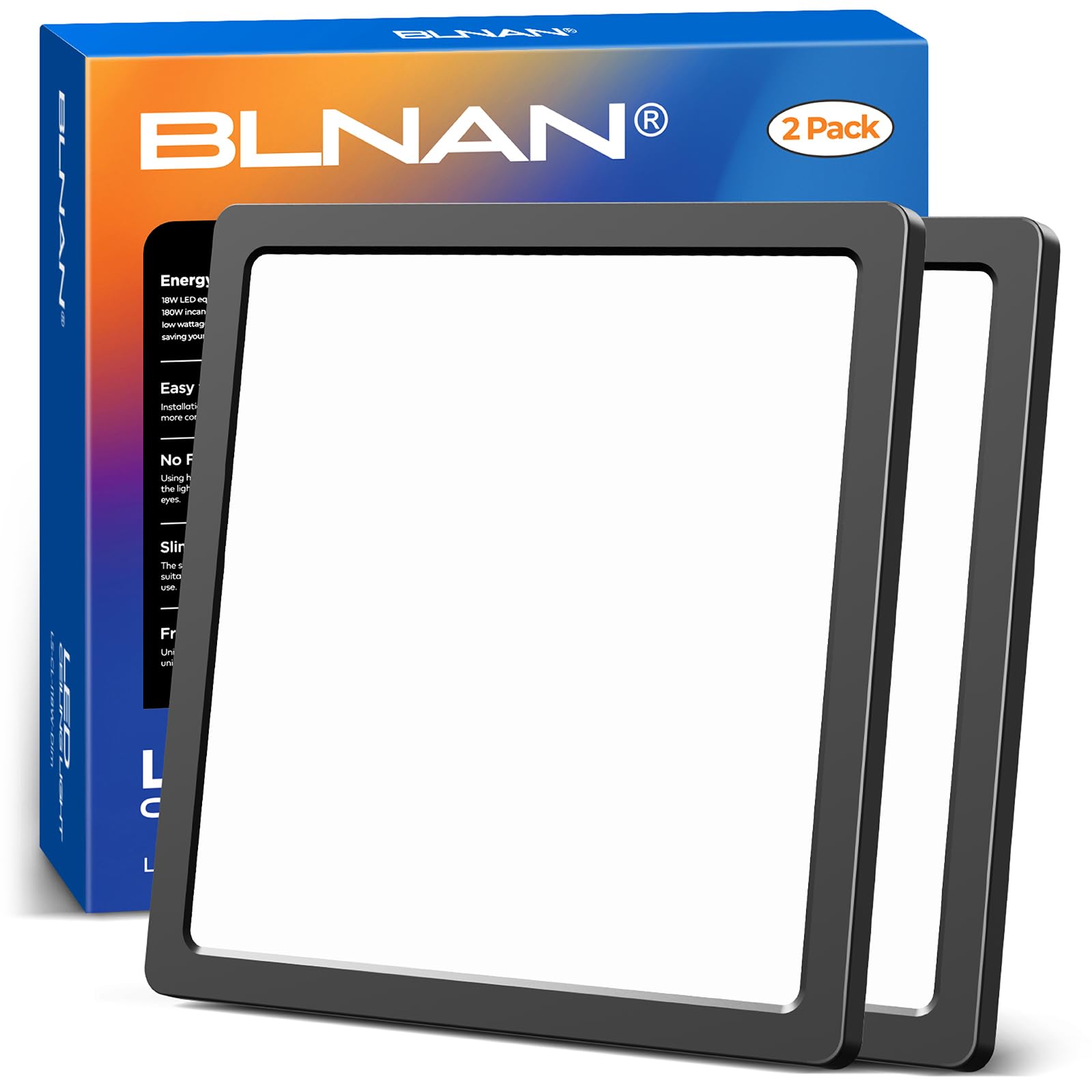 BLNAN LED Deckenleuchte, 18W Deckenlampe Flach Warm Neutral Kalt Weiß 3000K/4000K/5000K, Panel mit Hinterleuchtung, 1800lm für Flur, Schlafzimmer, Küche, Bad, Balkon, Keller