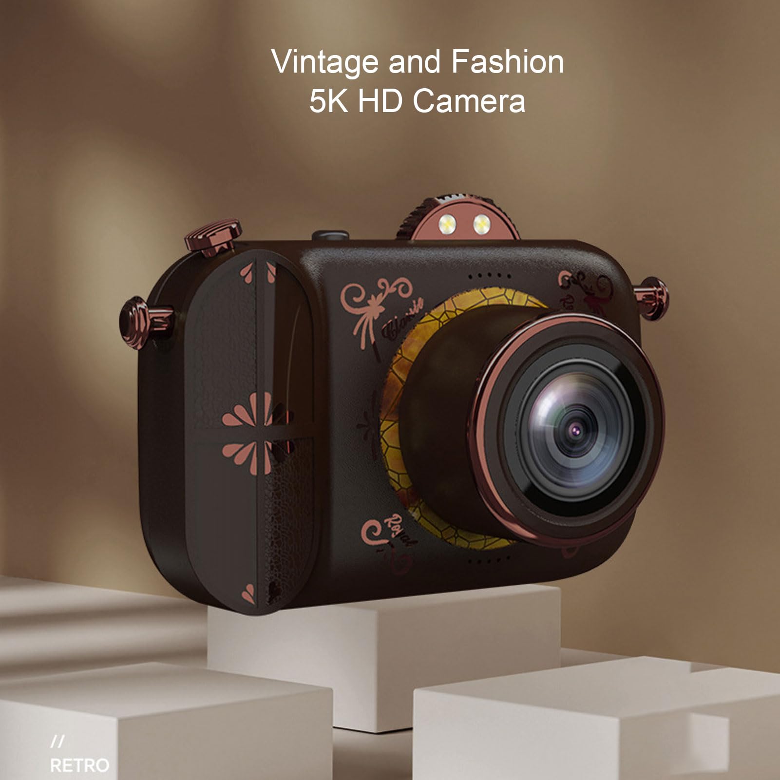 Fotocamera Digitale retrò, Fotocamera per Vlogging 5K da 96MP con Schermo IPS HD 3,5, Videocamera WiFi con Zoom 50X, Visione Notturna, Messa a Fuoco Manuale,Batteria da 2500 MAh