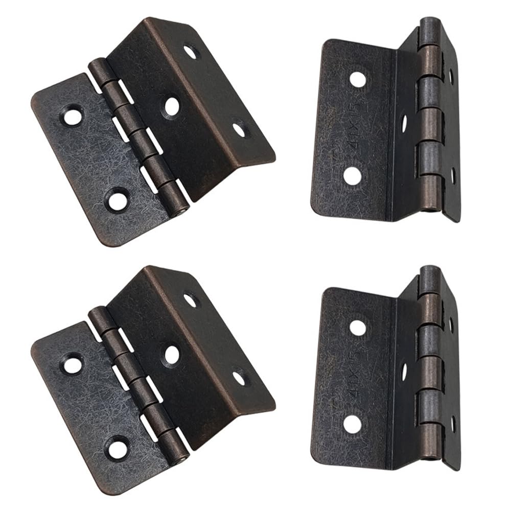 4 Pieces Three Fold Hinges Folding Cabinet Hinges 5-Hole Cranked Hinge for Windows Cabinets Boxes-Antique Red-41 * 15 * 1MM