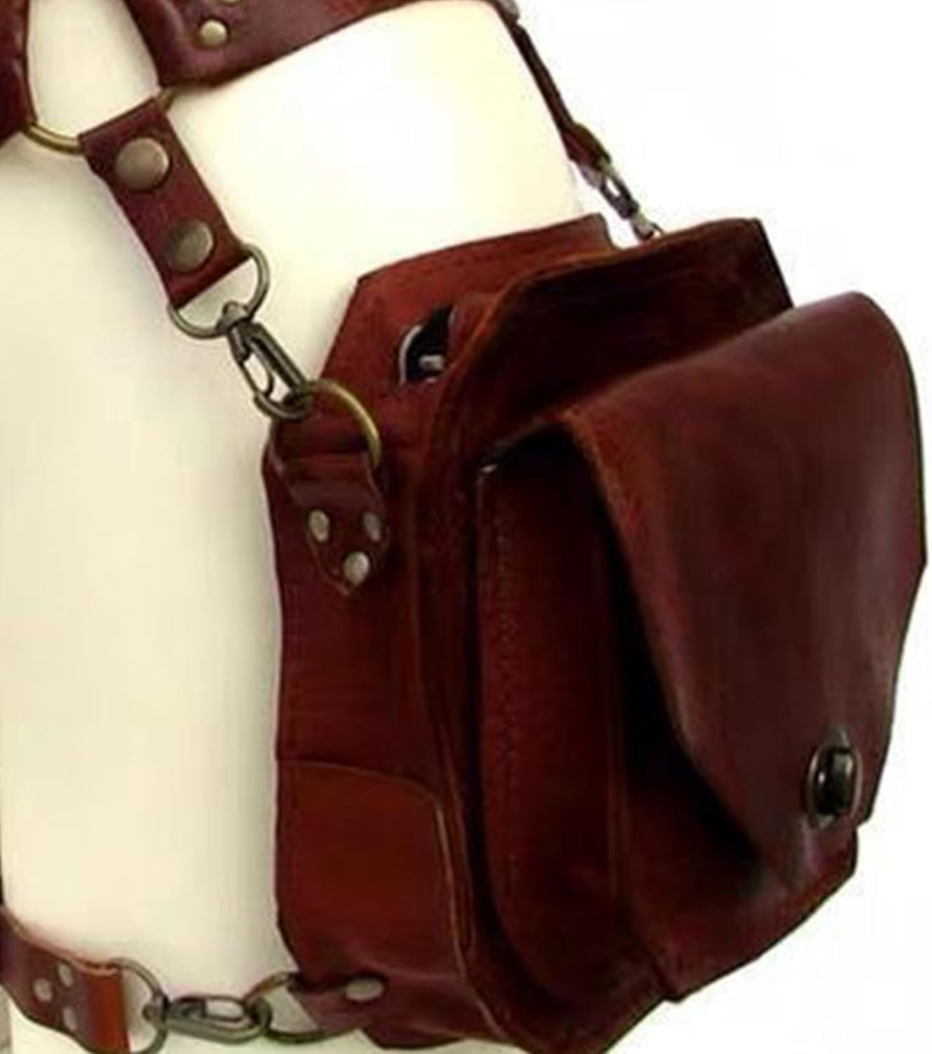 Steampunk Waist Pack Thigh Purse Medieval PU Leather Fanny Bag Cosplay Costume Accessories for Women Men (brown) - Image 4