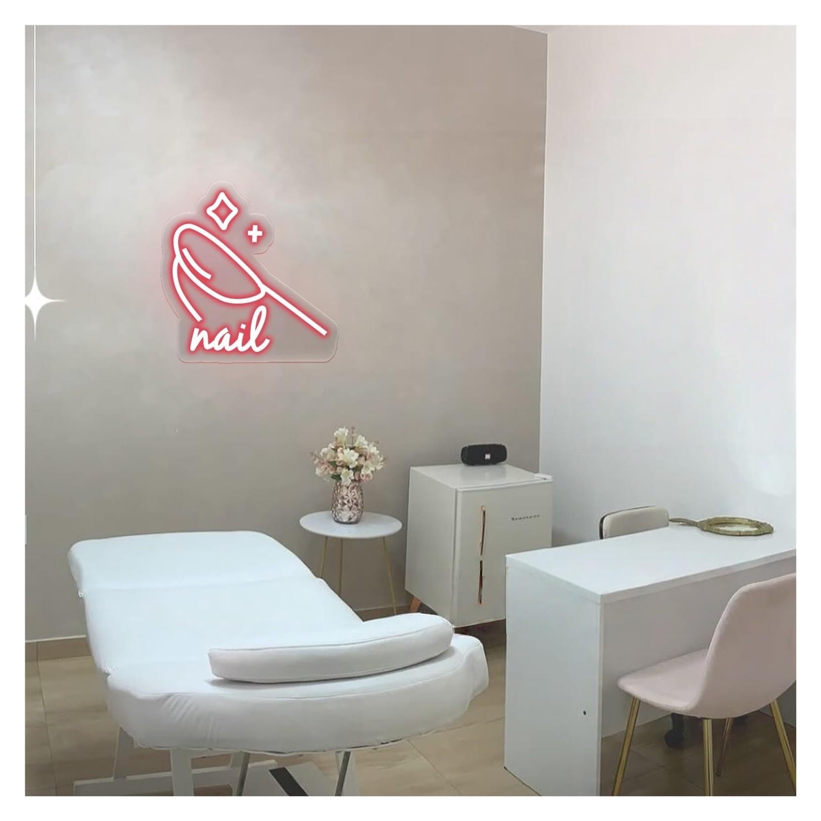 Rongch D Hanging Art Signs Nail Salon Neon Sign,Suitable For Beauty Spa Wall Ecor With Immable 39Cmx40cm(D)