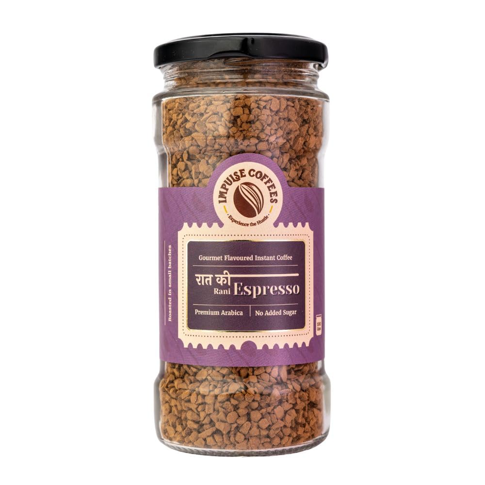 Sponsored Ad - Impulse Coffees Raat Ki Rani Espresso Instant Coffee Powder | Dark Roasted Arabica with Toasty Earthy Notes & Luxurious Dark Strong Aroma | Bold Espresso Brew for Café-Style Coffee at Home | 100 Gms