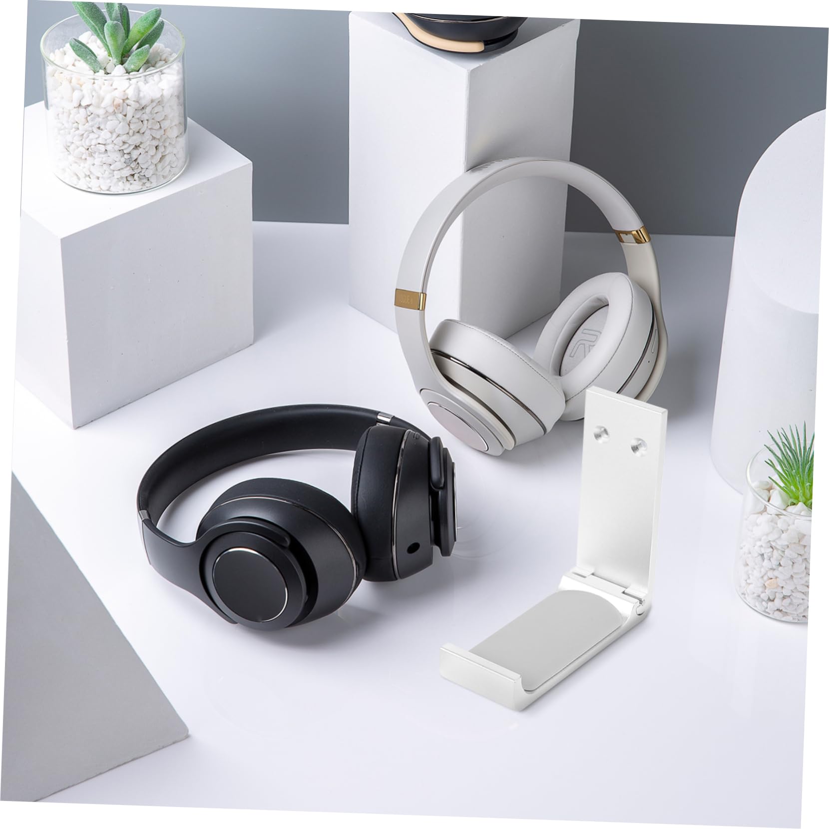 NUOBESTY Gancho para Auriculares de Aleación de Aluminio Plata, 4 Juegos