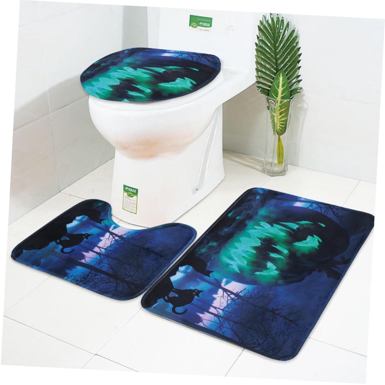 MAGICLULU Set di 3 Tappetini Bagno Zucca Halloween in Poliestere
