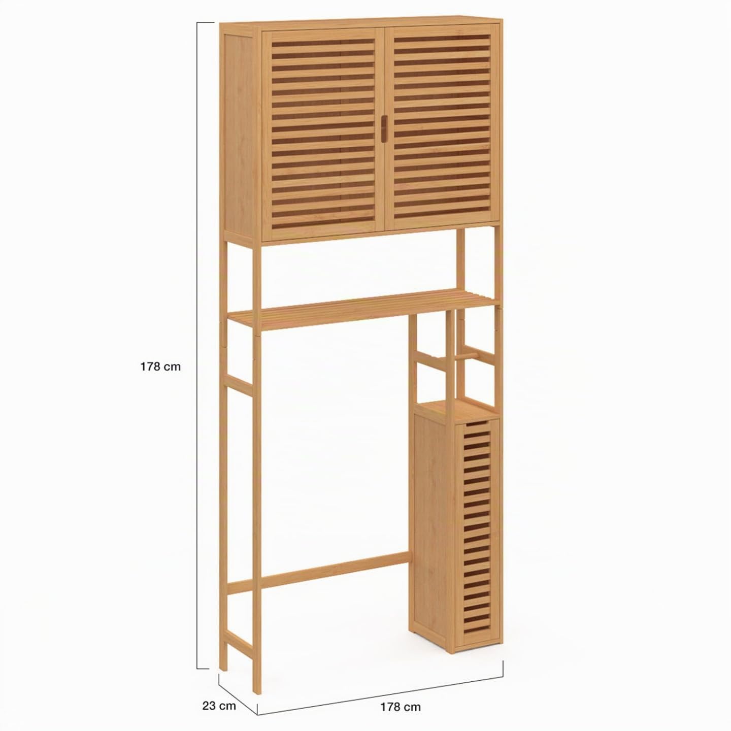 IDMarket BEA - Mueble de inodoro 3 en 1 con armarios de bambú