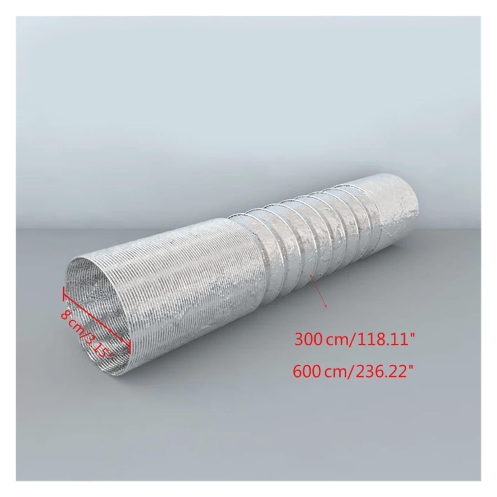 HWEIH Manguera de papel de aluminio, diámetro interior de 80mm, tubo Flexible de 1/3/6 metros, conducto de ventilación, manguera de ventilación, campana secadora, conducto de escape(6m)