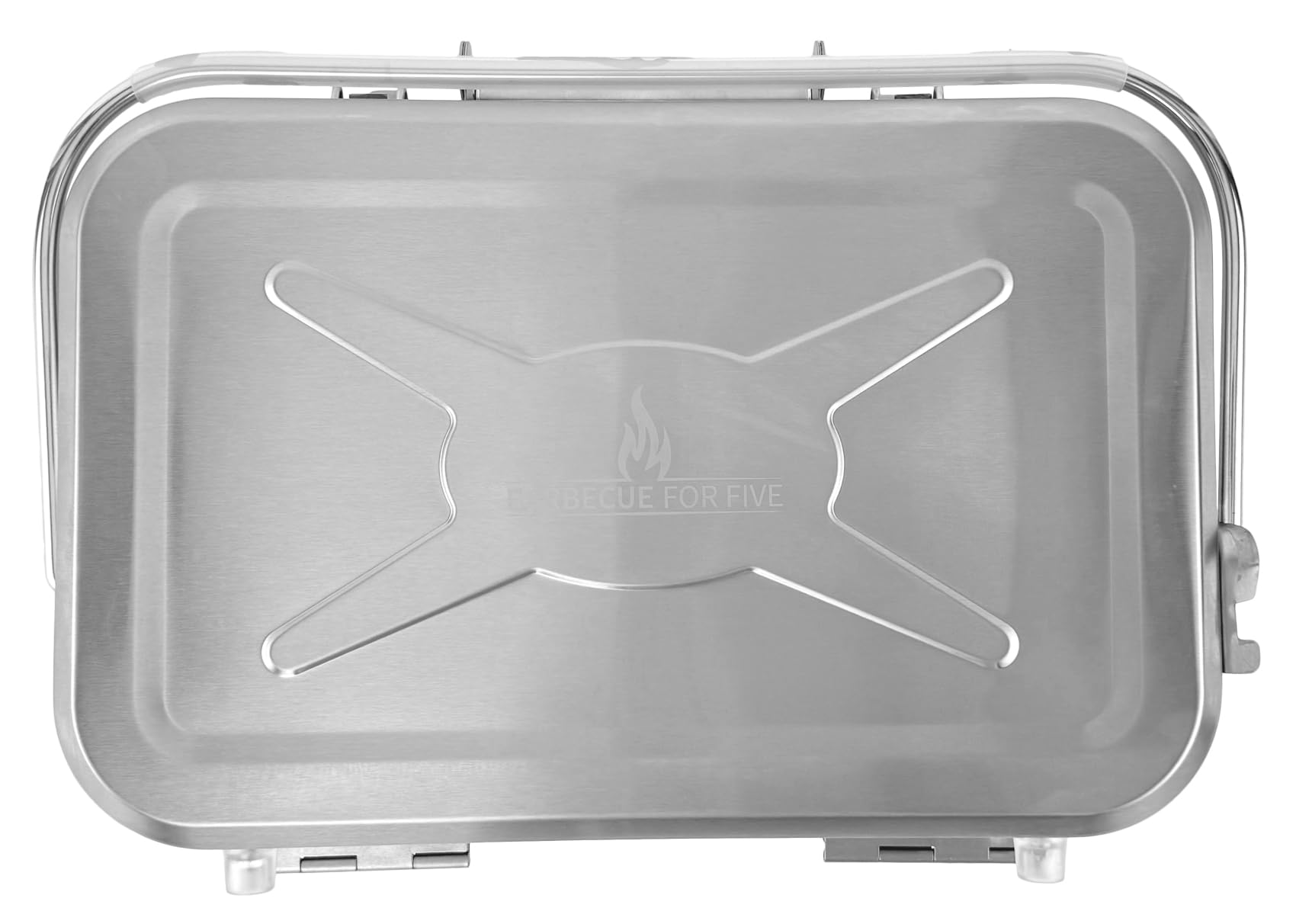 GARDINGER BBQ 45 mobiler Koffergrill aus Edelstahl für Gaskartuschen | Klappbarer Camping-Grill für Picknick Outdoor mit Edelstahlgrillzange | 44,5x30x11,3 cm