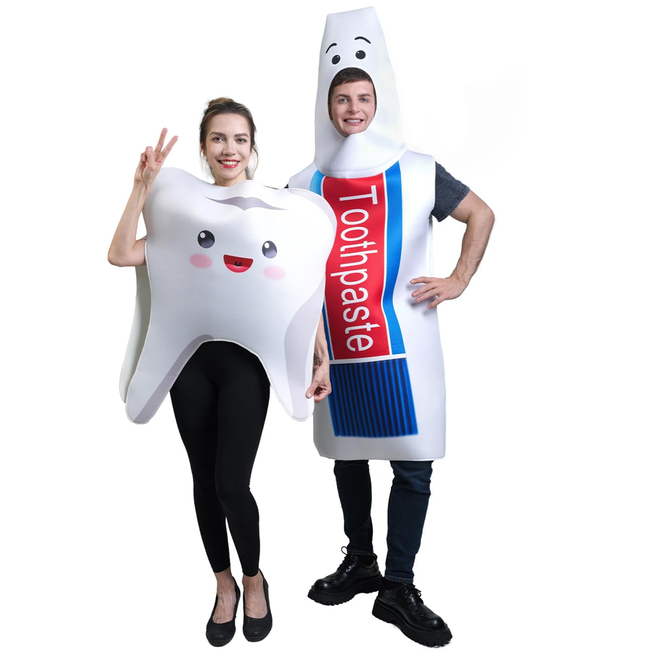 Set cosplay di coppia di denti e dentifricio divertenti per adulti