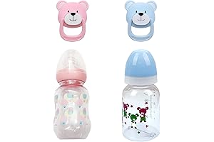 Pacifier and Bottle 4 Piece Set Pink and Blue Style Reborn Baby Doll Accessories