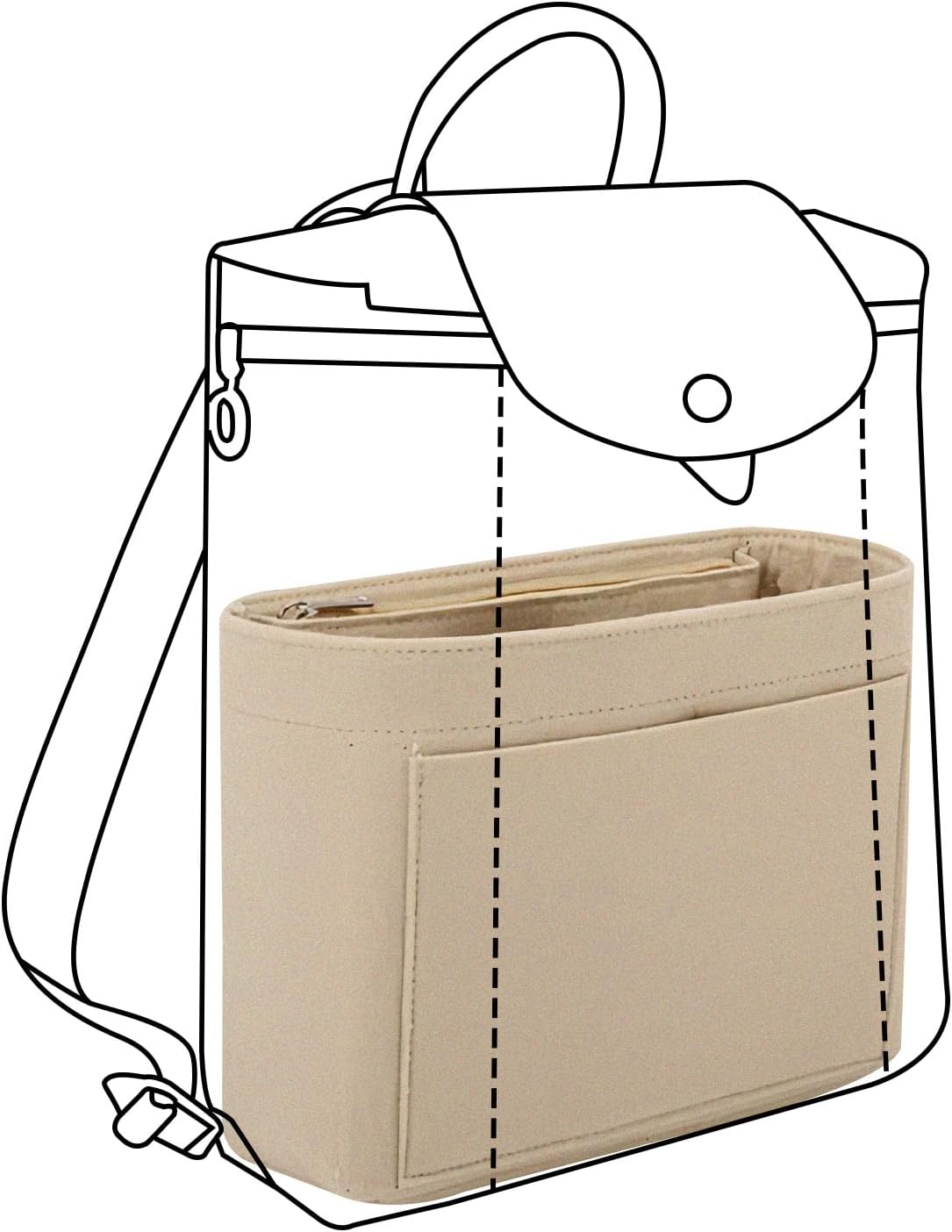 Lckaey Bag Organizer for Le Pliage Backpack - Felt Knapsack Purse Insert - Y083 Blue