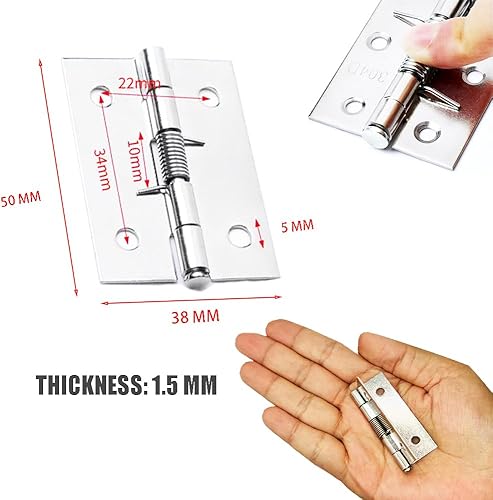 Miniatura 3 de Bisagras de puerta de cierre automático, bisagra cargada con resorte de acero inoxidable de 6 piezas, 2 pulgadas