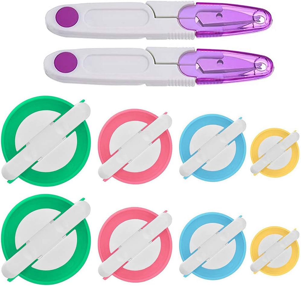 Lozom 2x4 Sizes Pompom Pom-pom Maker for Fluff Ball Weaver Needle Craft DIY Wool Knitting Craft Tool Set Decoration with Thread Cutter Scissors (2-PCS)