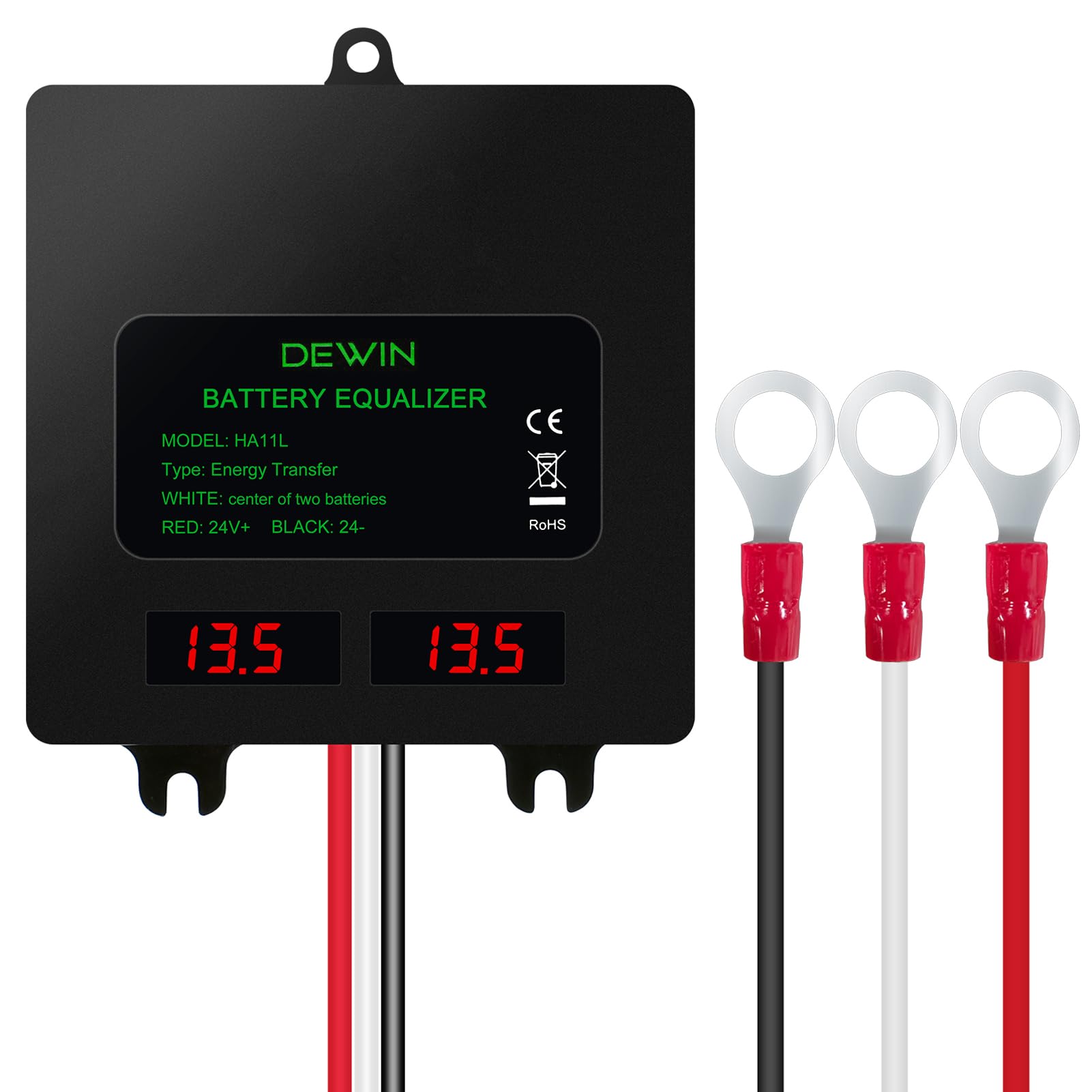 Ecualizador de Batería de 24V Balanceador de Batería de 2x12V, IP67 Ecualizador de Batería para Baterías de plomo-ácido/litio/níquel-hidruro metálico/fosfato de hierro y litio