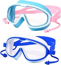 Swimming Goggles for Adults, Large HD Frame Anti-Fog Diving Goggles with Earplugs and Storage Box, Quick Adjustment, Silicone Seal