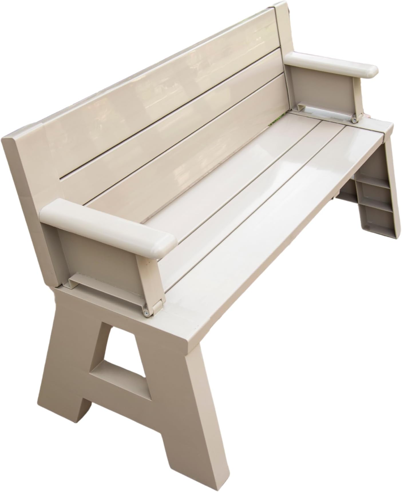 Convert-a-Bench Gen 1 2-in-1 Outdoor Convertible Bench to Picnic Table | Space-Saving, Weather-Resistant Patio Furniture for Yard, Deck, Garden | Easy Assembly & Durable Design - 1 Bench/Order, Adobe