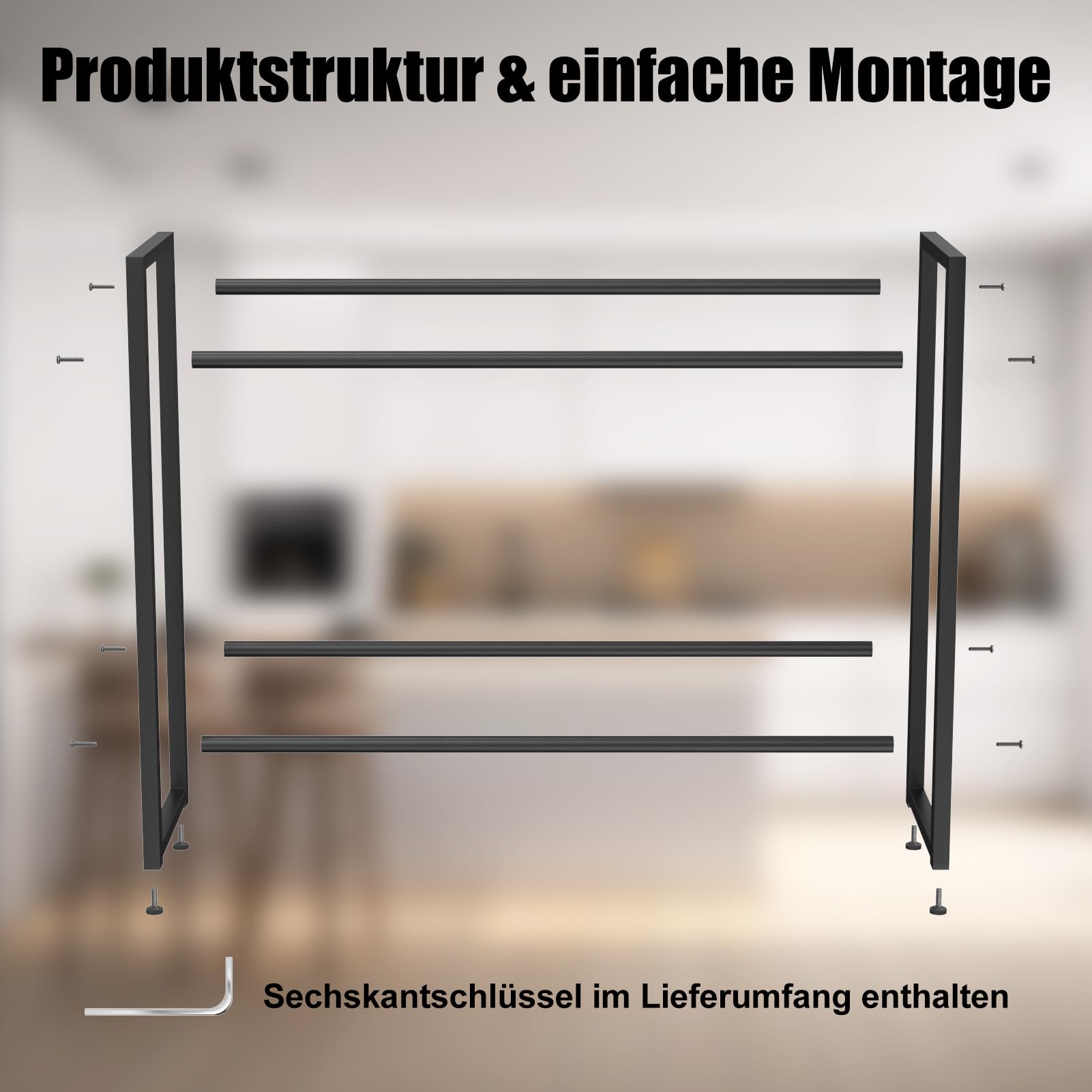 Getränkekistenregal für 6 Kisten, Trag. 300KG, Getränkeregal aus Metall, Kistenregal mit Höhenverstellbaren Kunststofffüßen, Getränkekistenhalter zur Platzersparnis, Schwarz