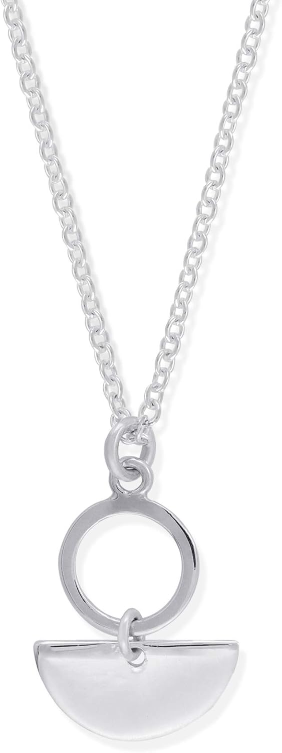 Boma Jewelry Sterling Silver Geometric Semi-Circle Necklace, 18 Inches