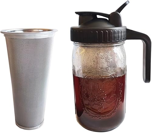 Jarra para hacer cerveza fría, jarra de 32 onzas sin fugas con boquilla de tapa, fácil de limpiar, para café helado, limonada de hielo, bebidas de