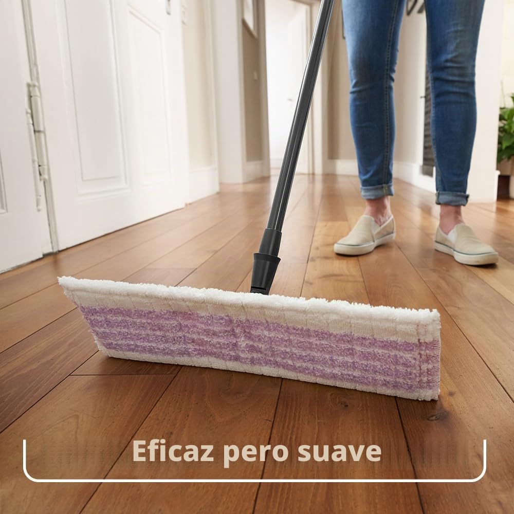 Vileda Ultramax Care Sensitive - Juego Completo de mopa para Suelos con Funda de Microfibra y Mango, Cubo con función de escurridor con PowerPress, para Suelos sensibles como parqué y Laminado | Microfibras 100% recicladas, para parqué, laminado y azulejo
