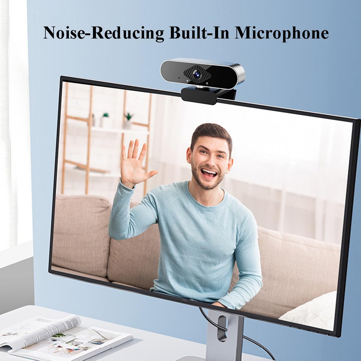 GIZNXBA Webcam PC, Lente Gran Angular De 125°, Enfoque Automático, Micrófono con Cancelación De Ruido, Webcam USB para Ordenador Plug & Play para Streaming, Videollamadas(4K)