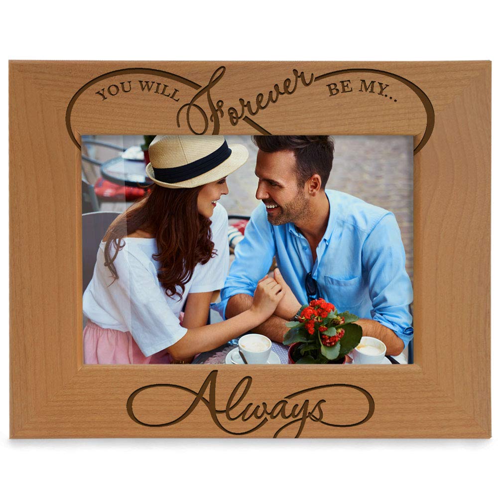 KATE POSHYou Will Forever be My Always, Infinity Sign Decor. Engraved Natural Wood Picture Frame - Wedding Gifts, Engagement Gifts for Couples, 5th Anniversary for her for him (4x6-Horizontal)