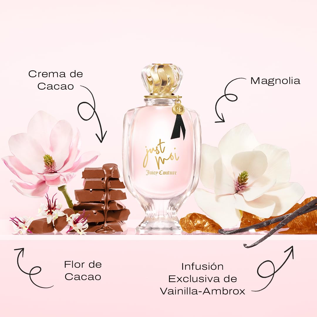 Juicy Couture - Just Moi Eau de Parfum para Mujer, Fragancia Deliciosa con Notas de Flor de Cacao, Orquídea Vainilla y Almizcle Cálido, Perfume Mujer Spray Seguro, Expresivo y Auténtico, 100ml