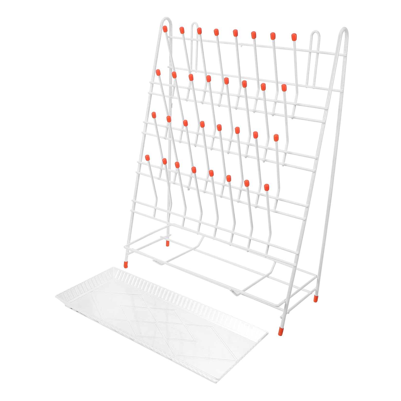 Rack Design Stabile e Facile da Pulire in Ferro Bianco di Essiccazione per Laboratorio 32 Posti per Essiccazione Provette e Bicchieri