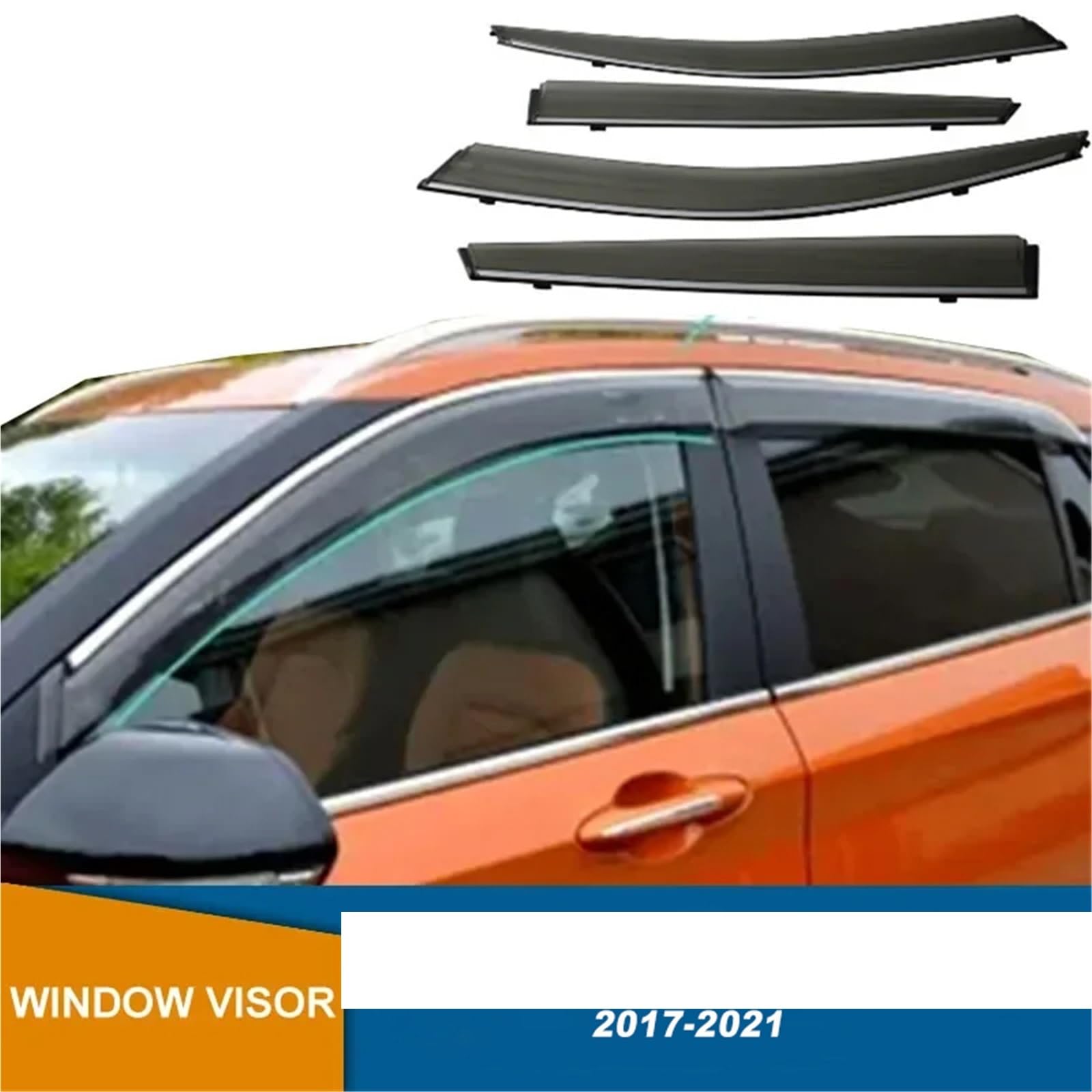 Deflector Viento ventanilla Protector De Ventana para Groove para Baojun 510, 2017, 2018, 2019, 2020, 2021, Visera para Coche, contra La Lluvia, Parasol(Chrome Strip-Carbon)