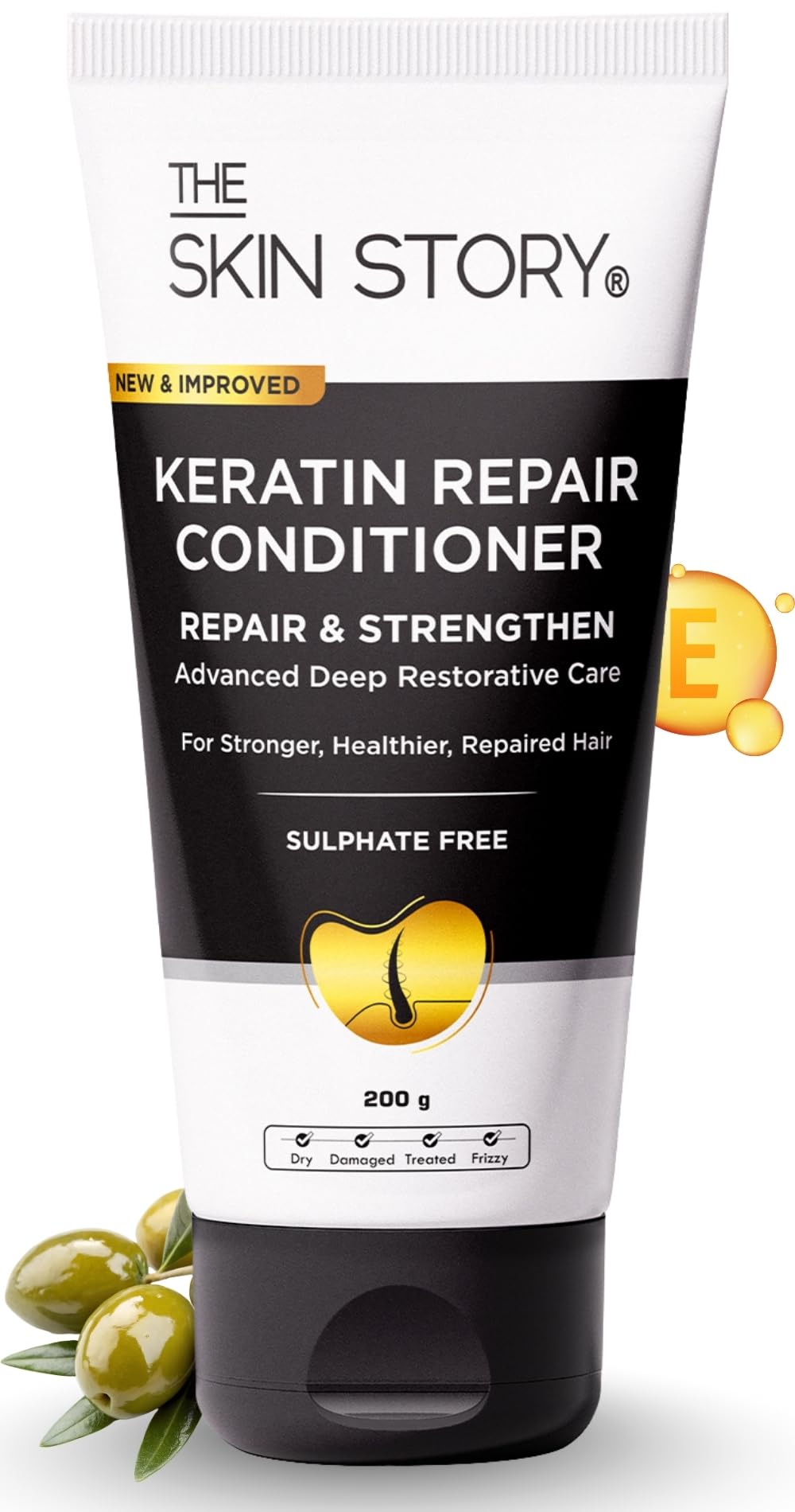The Skin Story Sulphate Free Conditioner for Treated & Coloured Hair | Repair Split Ends & Damaged Hair | Long-Lasting Shine | Conditioner for Women & Men | Enriched with Keratin, Argan Oil, Olive Oil, & Vitamin E | Sulphate Free | 200g-image-46
