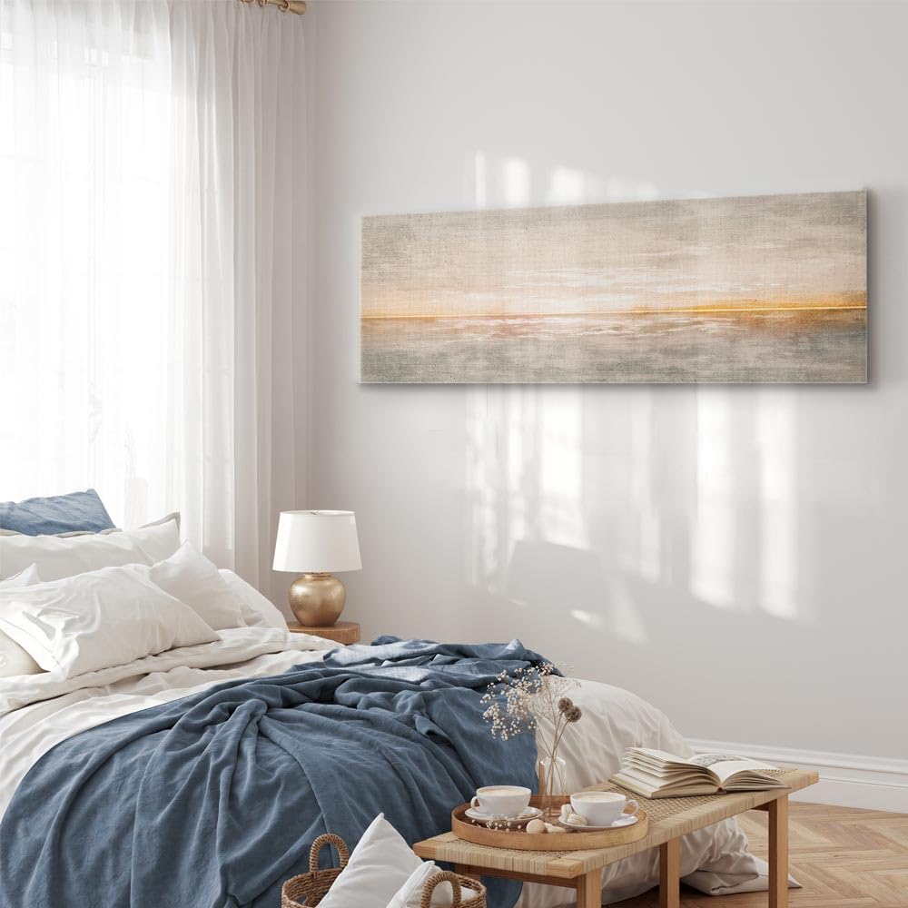 murando - Cuadro en Lienzo Paisaje puesta de sol 150x50 cm Vlies Impresión | 1 Pieza Material no Tejido Cuadros para Salon Dormitorios Impresión Decoracion de Pared concreto Mar Cielo