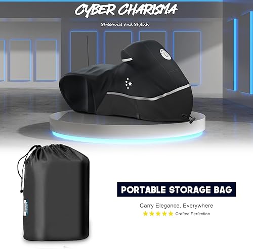 Miniatura 8 de Funda para motocicleta 420D resistente para todas las estaciones, universal, impermeable, protección al aire libre, 96 pulgadas, XXL, color negro