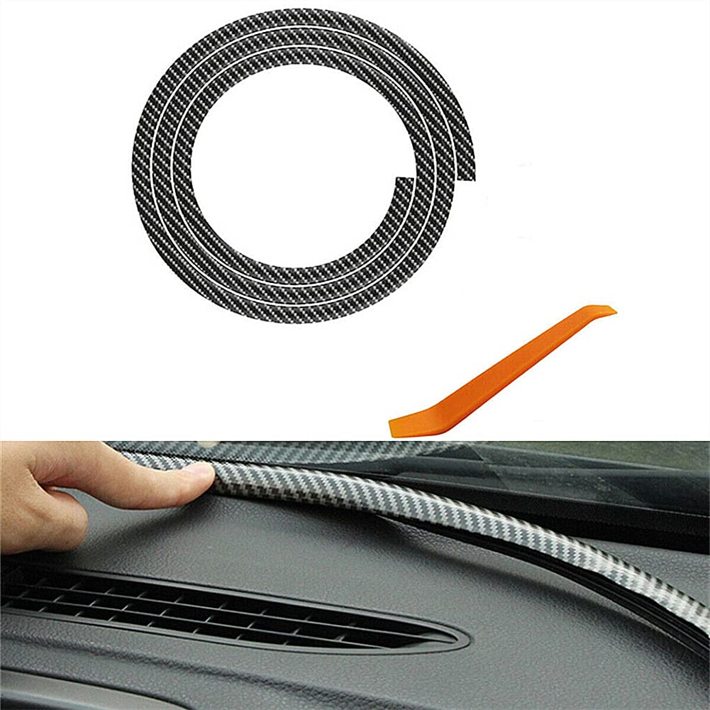 1.6M Car Dashboard Gap Filling Sealing Strip - Rubber, Carbon Fiber Style