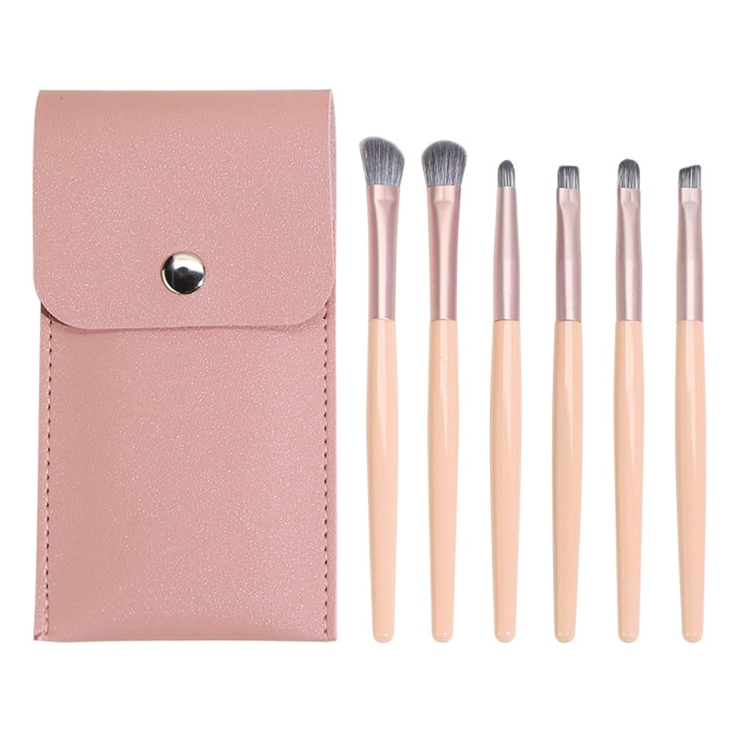 Juego de 6 brochas cosméticas, portátiles, con Sombra de Ojos, brocha for Cejas, Herramienta de Maquillaje de Ojos(Blue,White)