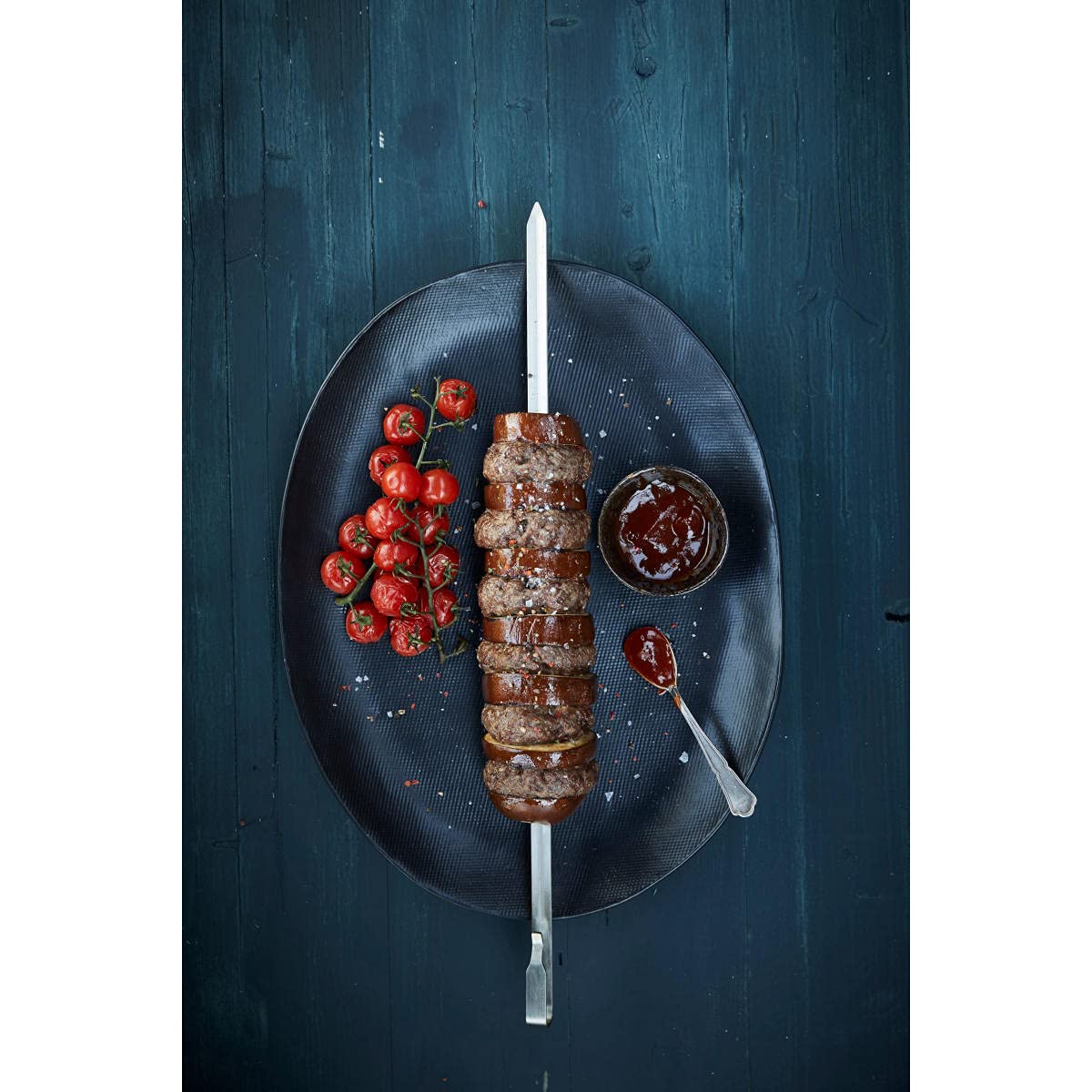 SANTOS XXL Grillspieß Rondell für Drehspieß bis Ø12 mm – 6 Grillspieße aus Edelstahl – Universal Spießgestell für Gyros, Schaschlik & Kebab – Ideal als Halter für Schaschlikspieße und Kebab Spieße