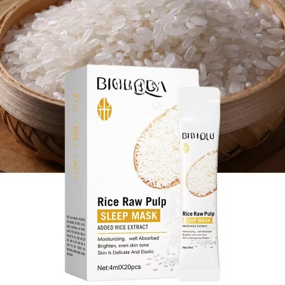 Biqua Rice Night Mask (20 sztuk) - Nawilżająca i rozjaśniająca pielęgnacja twarzy K-Beauty Korean | Korean Skincare Przeciwzmarszczkowa maska nawilżająca dla miękkiej i jasnej skóry - Kbeauty 100%
