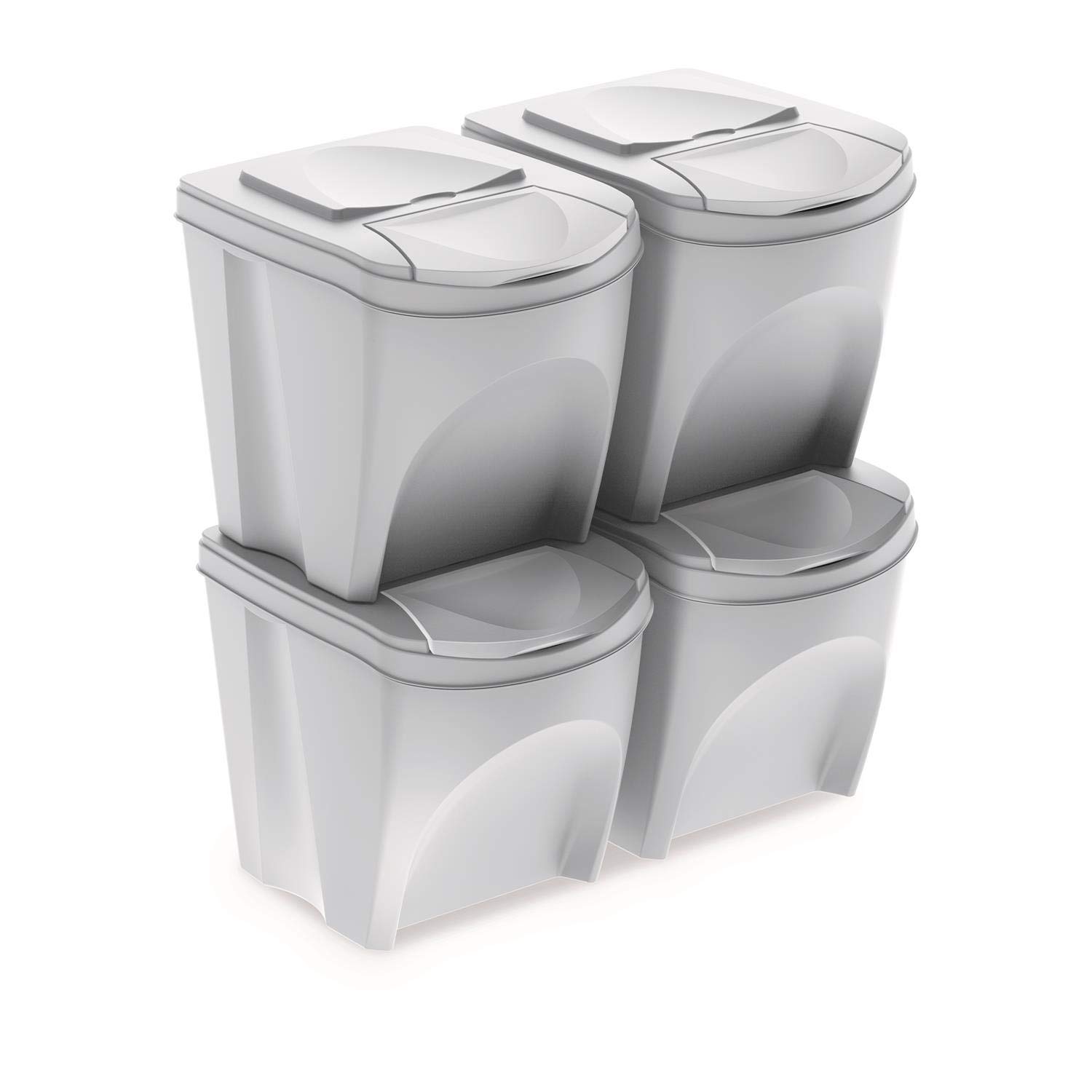 Prosperplast Sortibox Lot de 4 poubelles de cuisine (80 l 4 x 25 l) - Poubelle de tri sélectif - Poubelle de salle de bain