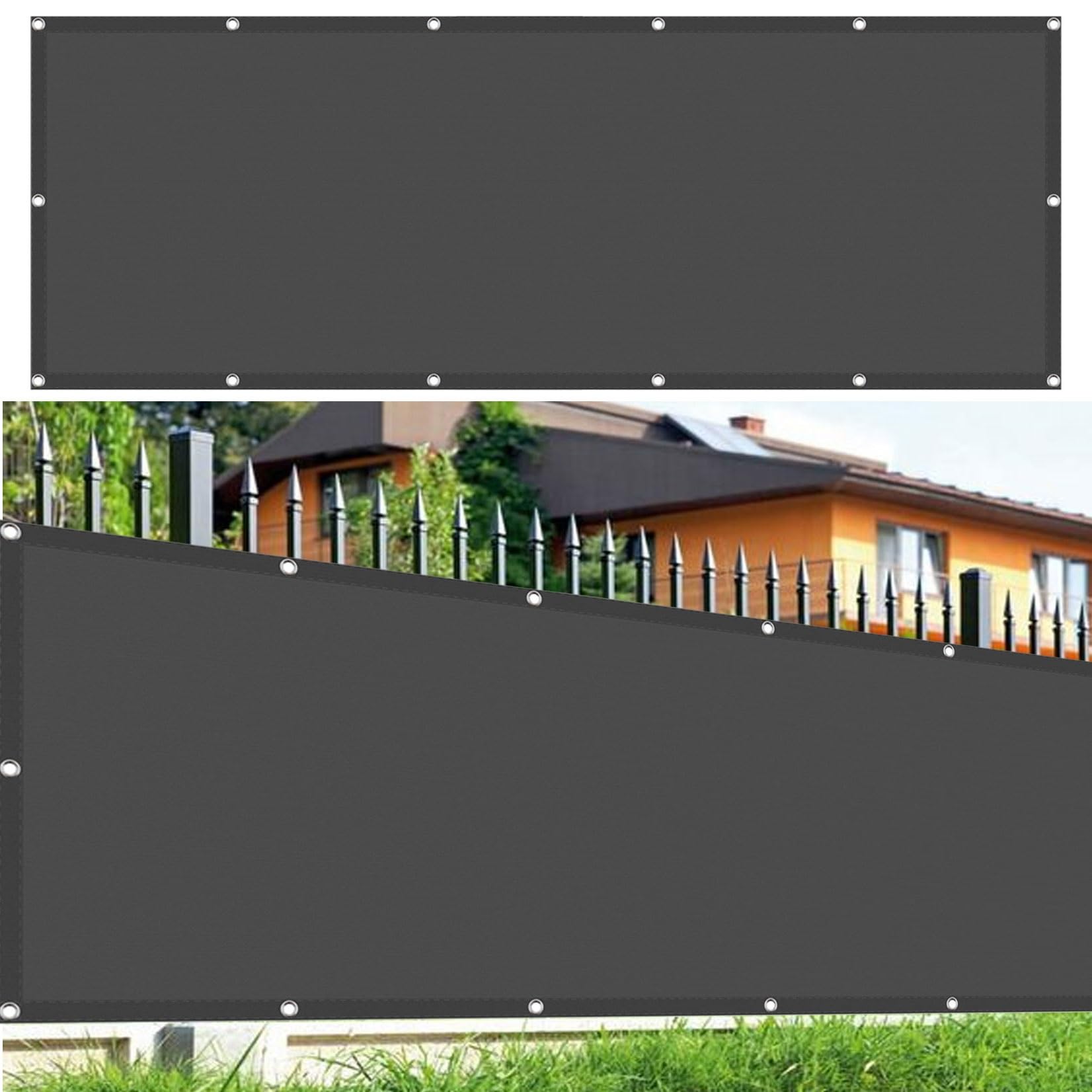 Schattiernetz mit Ösen 100 x 700 cm Wasserdicht Segeltuch Pergola Überdachung Plane UV Schutz Wetterfest mit Ösen für Garten Terrasse Balkon Schwimmbad, Dunkelgrau